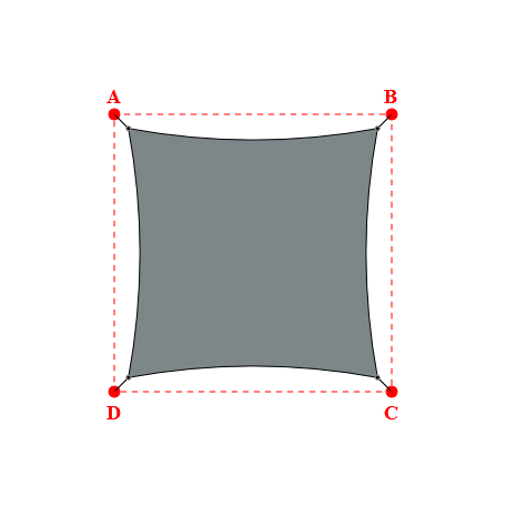 Voile d'ombrage carrée en Soltis Lounge 96 Platine 96-50844 - 4,49x4,49x4,49x4,49m