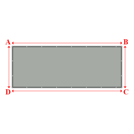 Bâche plate rectangle sur mesure en Membrane PVC 670gr/m² Gris clair RAL 7038 - 4.20x1.60m
