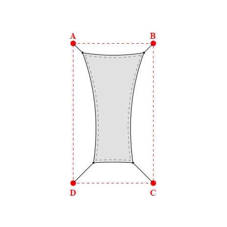 Voile d'ombrage rectangle en Soltis Perform 92 nuage 92-50272 - 1,67x2,99x1,07x2,99m
