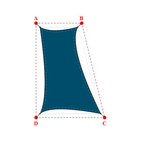 Voile d'ombrage trapèze en Soltis Lounge 96 Atlantide 96-50851 - 2,49x5,87x3,99x5,69m