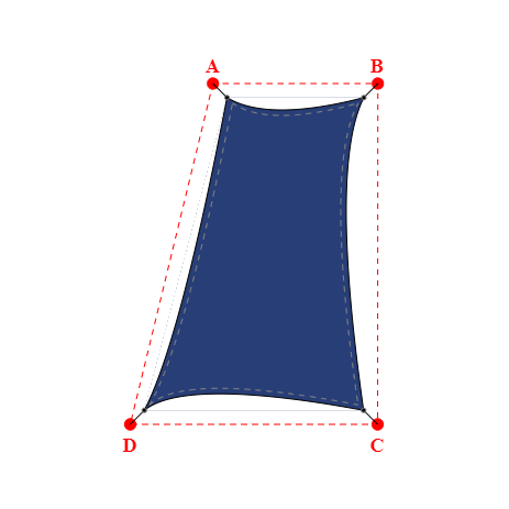 Voile d'ombrage trapèze en Soltis Lounge 96 Bleu nuit 96-2161 - 2,49x5,69x3,99x5,87m