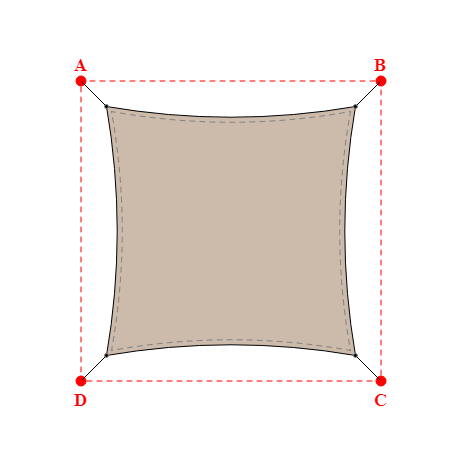 Voile d'ombrage carrée en Soltis Lounge 96 Sandy beige 96-2135 - 2,49x2,49x2,49x2,49m