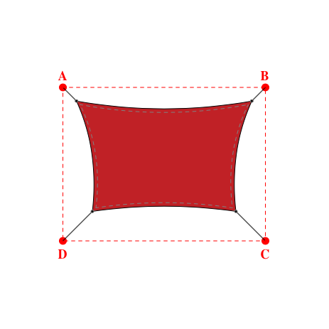 Voile d'ombrage rectangle en Soltis Lounge 96 Rouge - 3,29x2,07x2,69x2,07m
