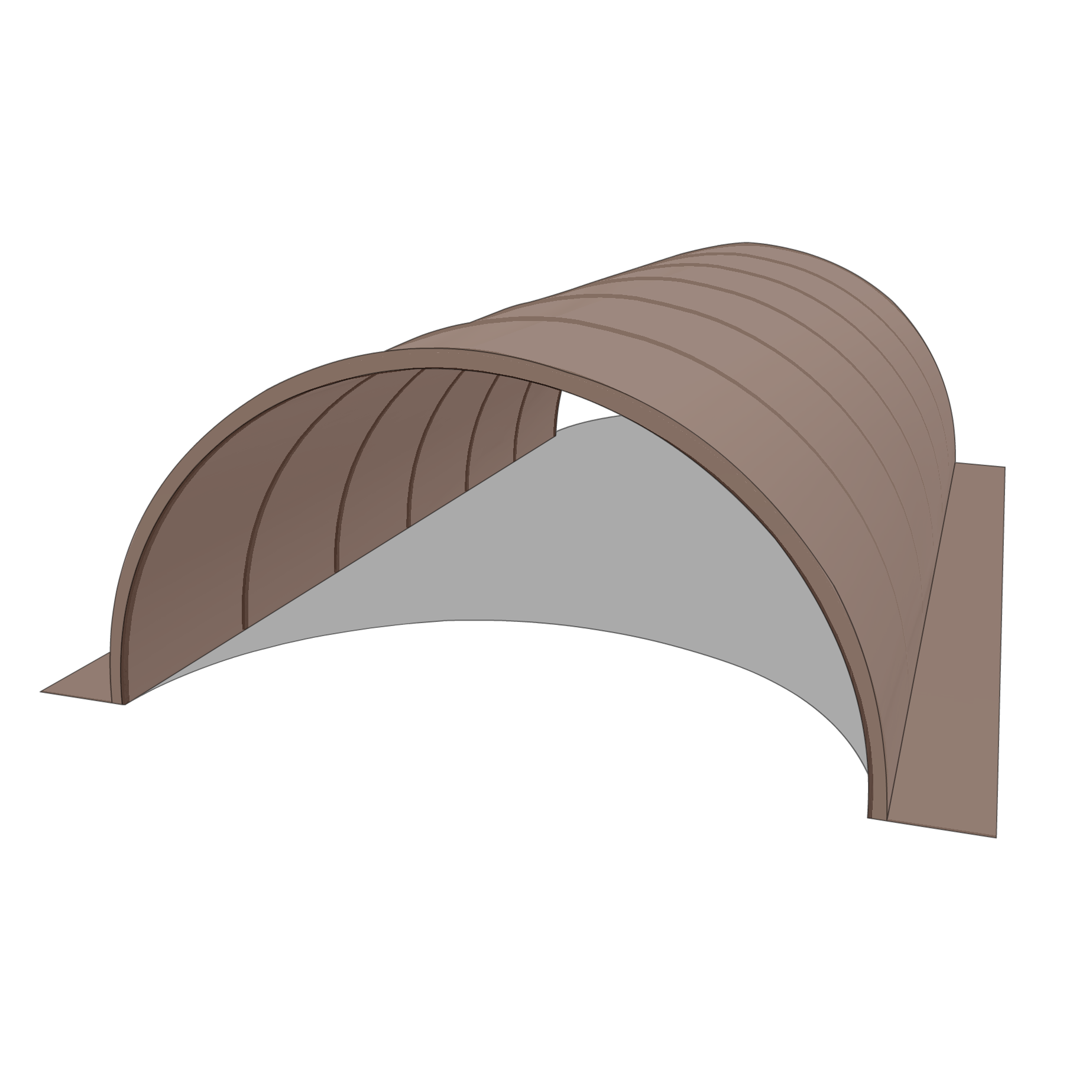 Bâche pour tunnel 18x9m  en Membrane PVC 670gr/m² Marron RAL 8017