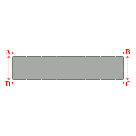 Bâche plate rectangle sur mesure en Membrane PVC 670gr/m² Gris clair RAL 7038 - 4.70x1.00m