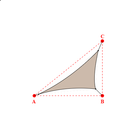 Voile d'ombrage triangle en Soltis Lounge 96 Sandy beige 96-2135 - 3,87x2,59x4,99m