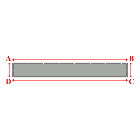 Bâche plate rectangle sur mesure en Membrane PVC 670gr/m² Gris clair RAL 7038 - 4.00x0.50m