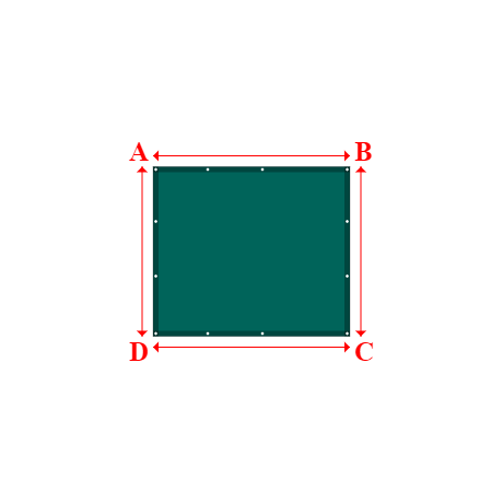 Bâche plate rectangle sur mesure en Membrane PVC 670gr/m² Vert industrie RAL 6026 - 1.80x1.55m