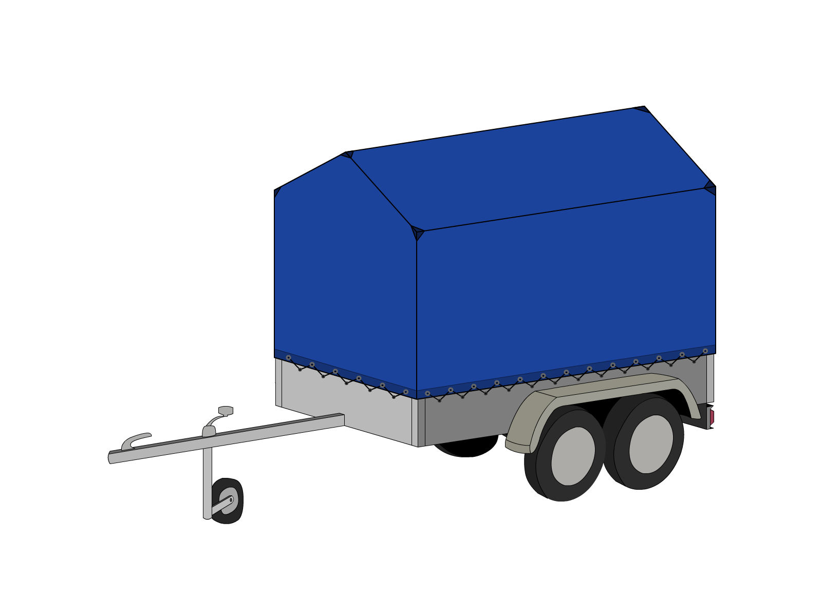 Bâche pour remorque bagagère Haute flèche en Membrane PVC 670gr/m² Bleu foncé RAL 5002