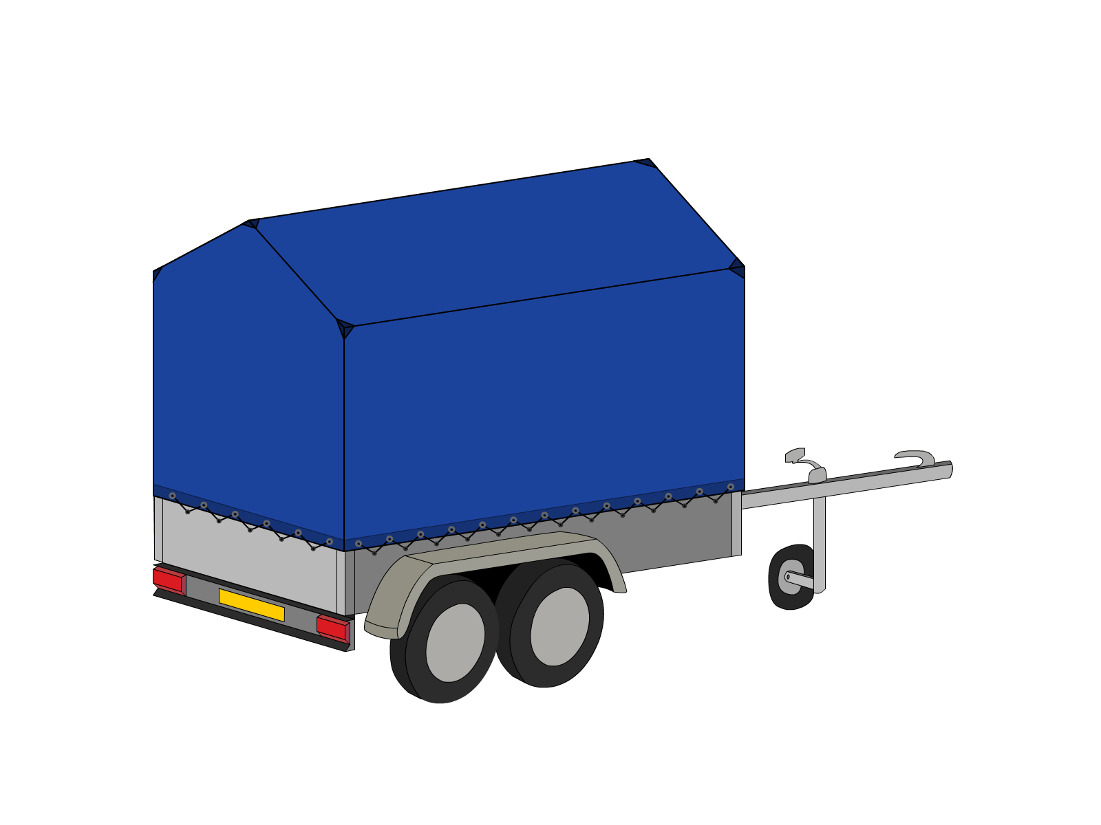 Bâche pour remorque bagagère Haute flèche en Membrane PVC 670gr/m² Bleu foncé RAL 5002