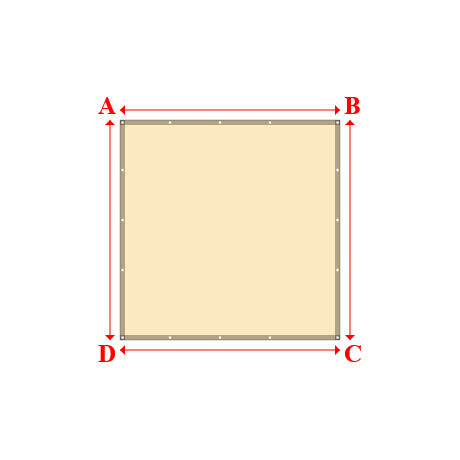 Bâche plate rectangle sur mesure en Membrane PVC 670gr/m² Beige ral 1015 - 2.20x2.20m
