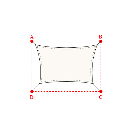 Voile d'ombrage rectangle en Soltis Perform 92 Blanc 92-2044 - 4,29x2,69x3,69x2,69m