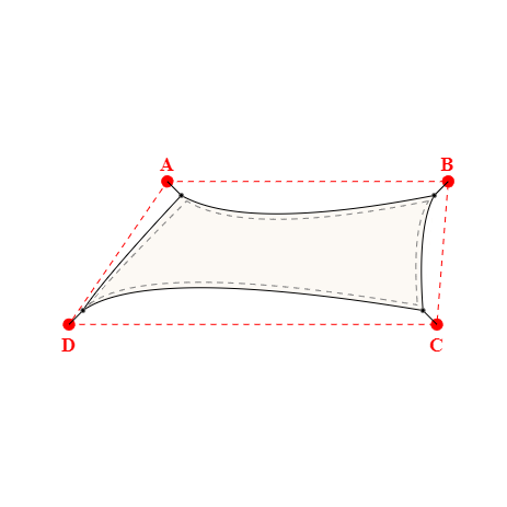 Voile d'ombrage trapèze en Soltis Perform 92 Blanc 92-2044 - 4,62x2,11x6,21x2,66m