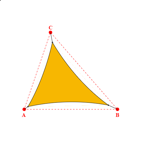 Voile d'ombrage triangle en Soltis Perform 92 Bouton d'or 92-2166 - 5,24x5,48x4,48m