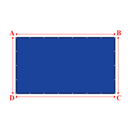 Bâche plate rectangle sur mesure en Membrane PVC 670gr/m² Bleu foncé RAL 5002 - 3.50x2.00m