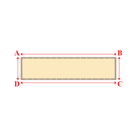 Bâche plate rectangle sur mesure en Membrane PVC 670gr/m² Beige ral 1015 - 3.20x0.76m