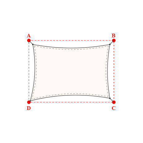 Voile d'ombrage rectangle en Soltis Perform 92 Blanc 92-2044 - 4,99x3,49x5,16x3,66m