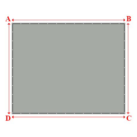 Bâche plate rectangle sur mesure en Membrane PVC 670gr/m² Gris clair RAL 7038 - 4.60x3.70m
