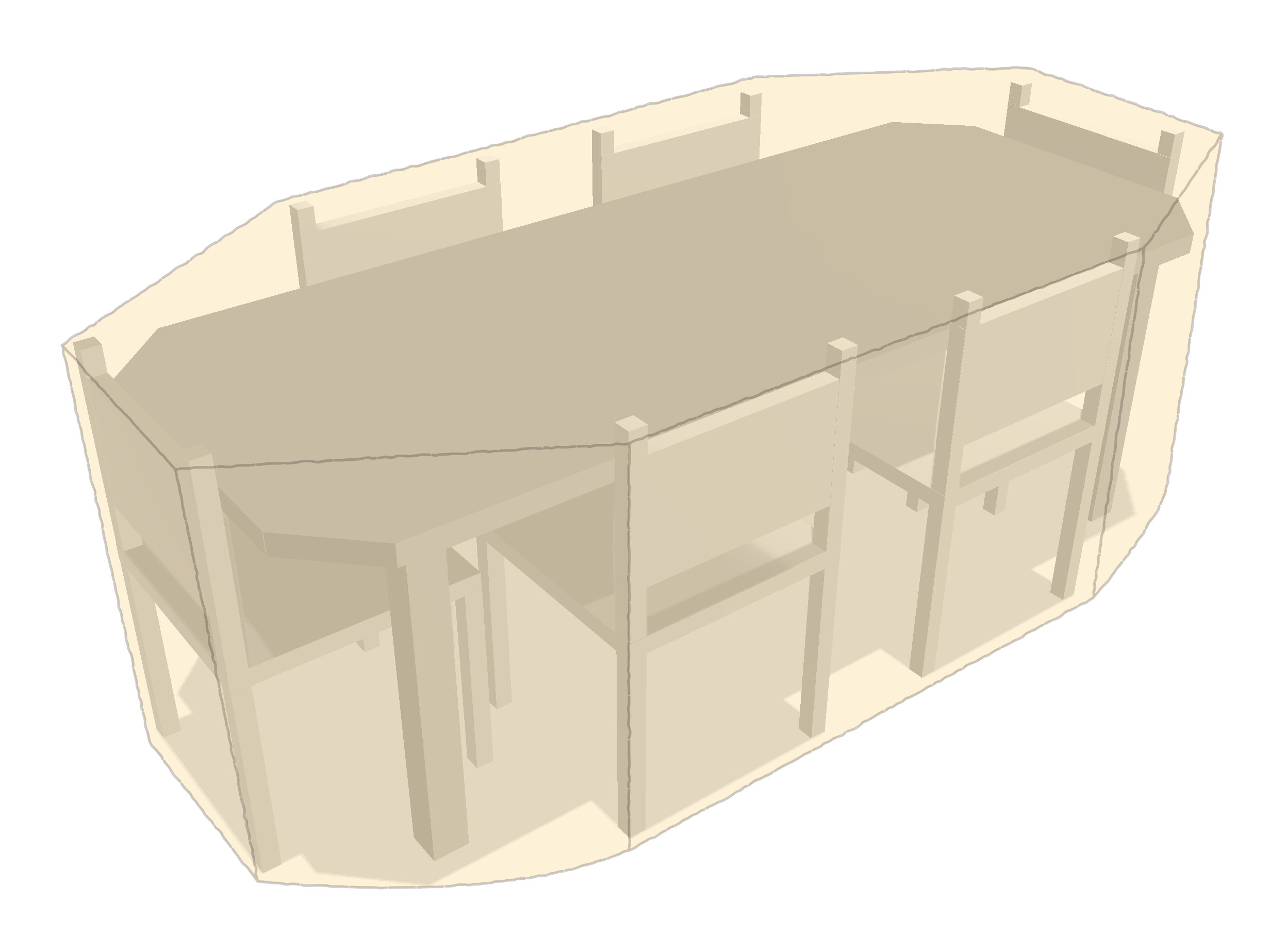 Table de jardin octogonale avec chaises en Membrane PVC 670gr/m² Beige ral 1015