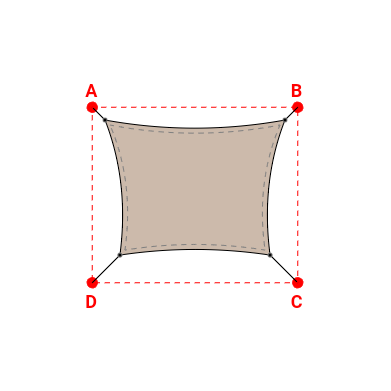 Voile d'ombrage rectangle en Soltis Lounge 96 Sandy beige 96-2135 - 3,60x2,70x3,00x2,70m