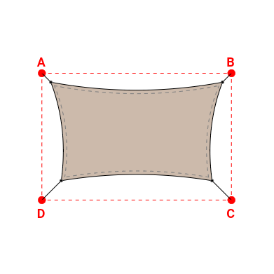 Voile d'ombrage rectangle en Soltis Lounge 96 Sandy beige 96-2135 - 4,90x2,81x4,30x2,81m