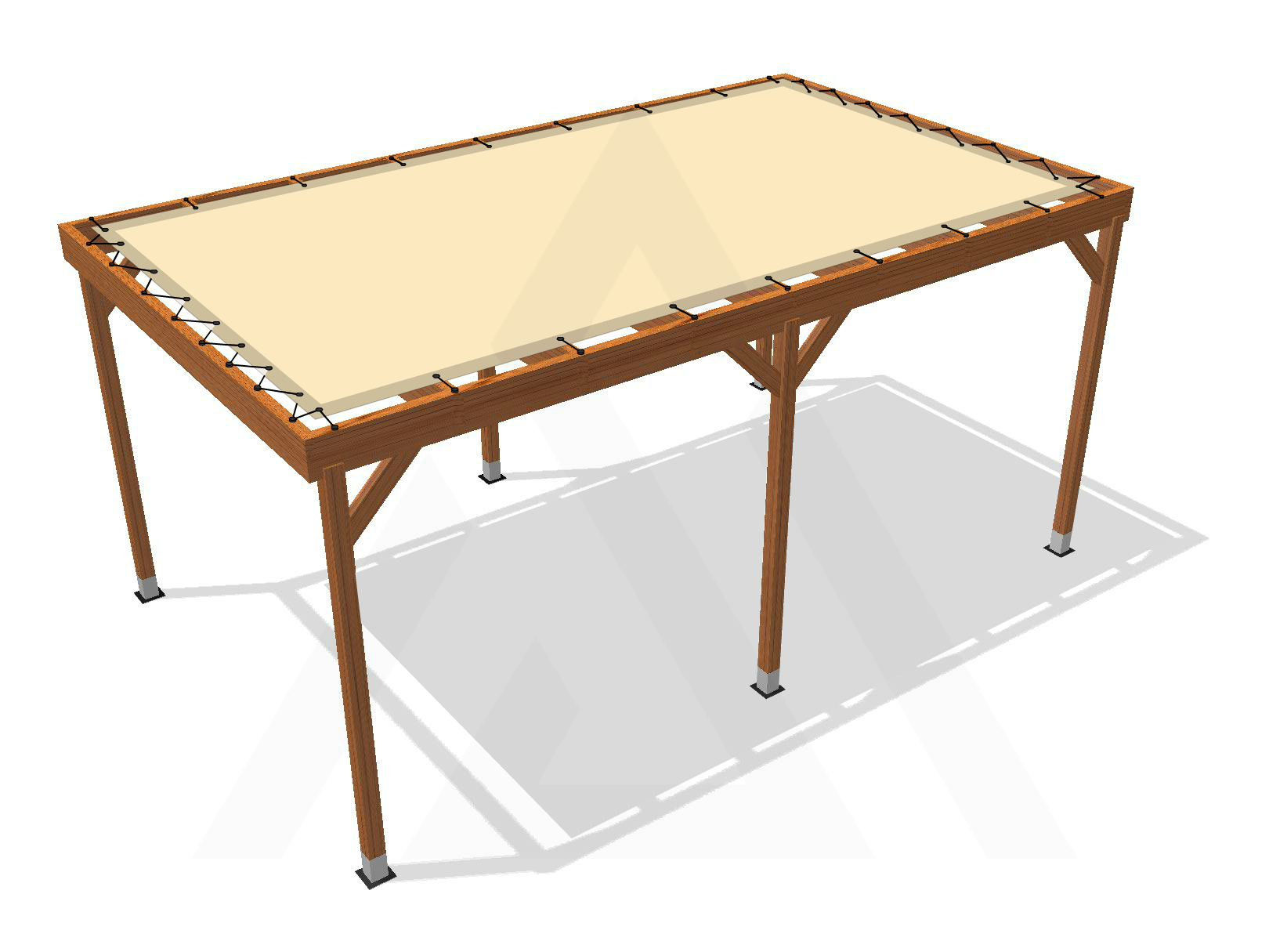 Bâche pour pergola bois sur pieds sans débord en Membrane PVC 670gr/m² Beige ral 1015