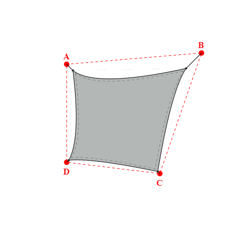Voile d'ombrage trapèze en Soltis Lounge 96 Galet 96-2171 - 4,62x4,29x3,63x3,66m