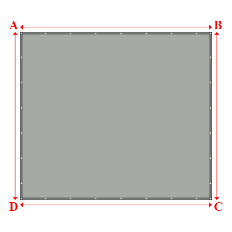 Bâche plate rectangle sur mesure en Membrane PVC 670gr/m² Gris clair RAL 7038 - 4.00x3.50m