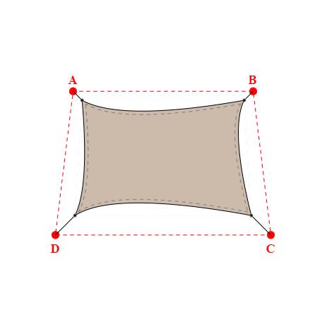 Voile d'ombrage trapèze en Soltis Lounge 96 Sandy beige 96-2135 - 4,59x3,29x4,99x3,29m