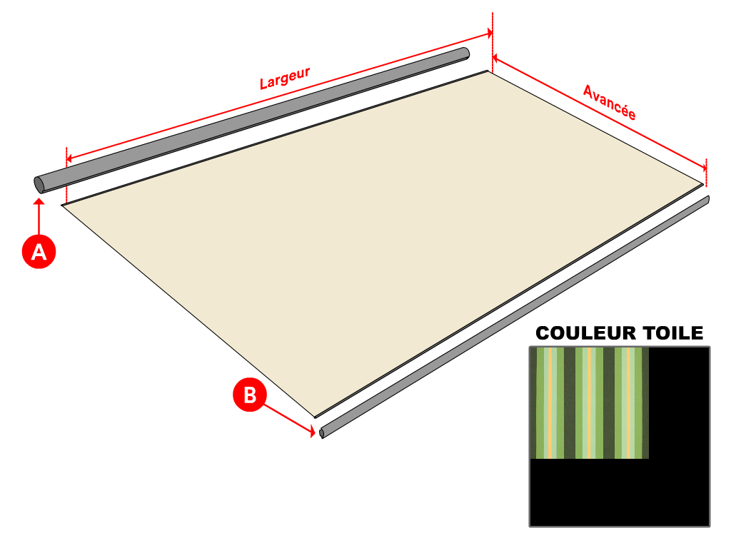 Toile Dickson Orchestra Rayure fantaisie 8615 Capri pour store banne - 2.5x1.5m