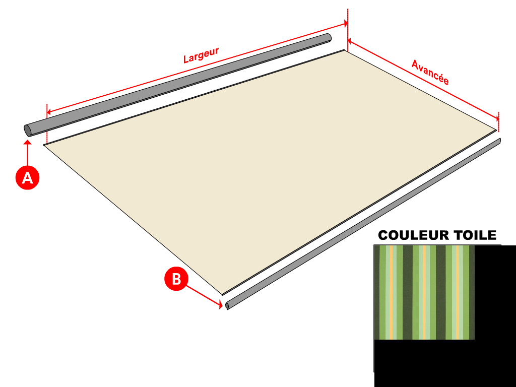 Toile Dickson Orchestra Rayure fantaisie 8615 Capri pour store banne - 2.5x1.5m