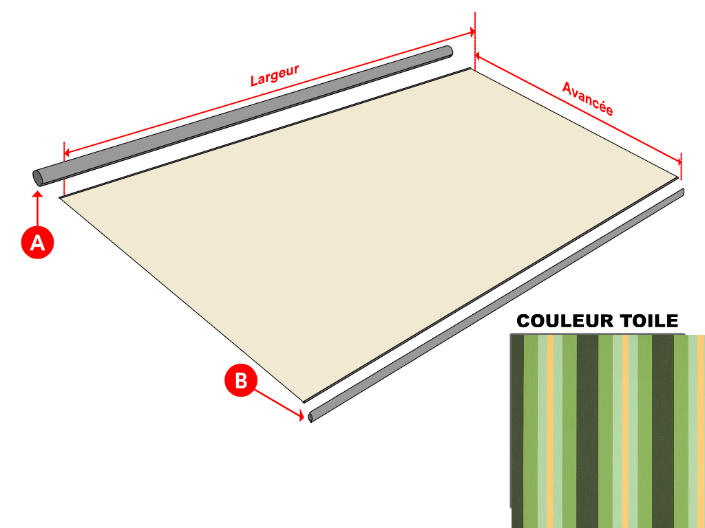 Toile Dickson Orchestra Rayure fantaisie 8615 Capri pour store banne - 2.5x1.5m