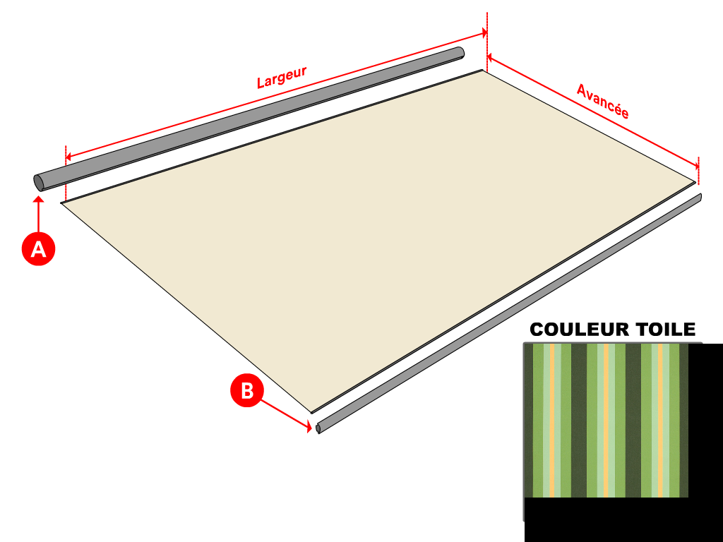 Toile Dickson Orchestra Rayure fantaisie 8615 Capri pour store banne - 2.5x1.5m