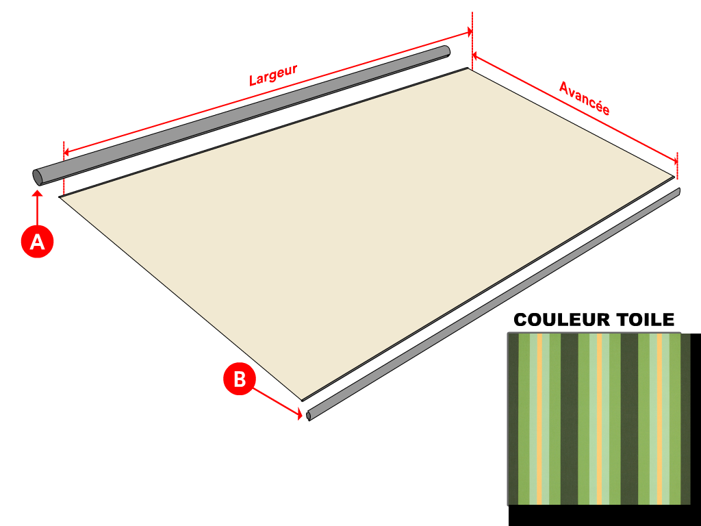 Toile Dickson Orchestra Rayure fantaisie 8615 Capri pour store banne - 2.5x1.5m