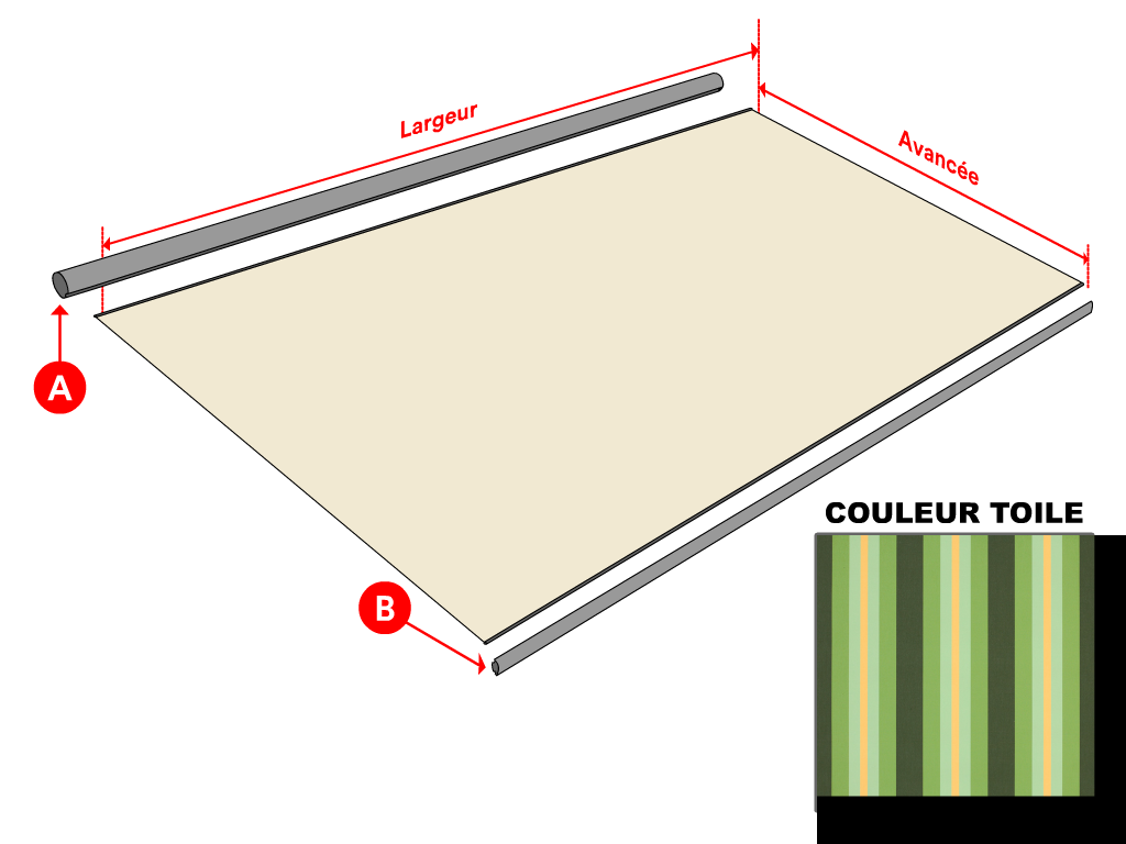 Toile Dickson Orchestra Rayure fantaisie 8615 Capri pour store banne - 2.5x1.5m