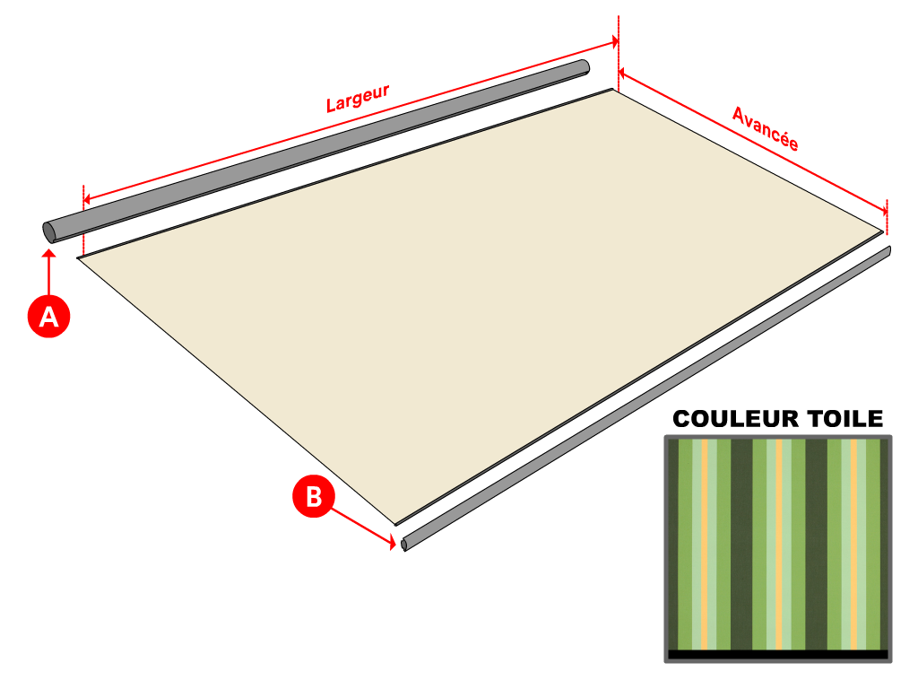 Toile Dickson Orchestra Rayure fantaisie 8615 Capri pour store banne - 2.5x1.5m