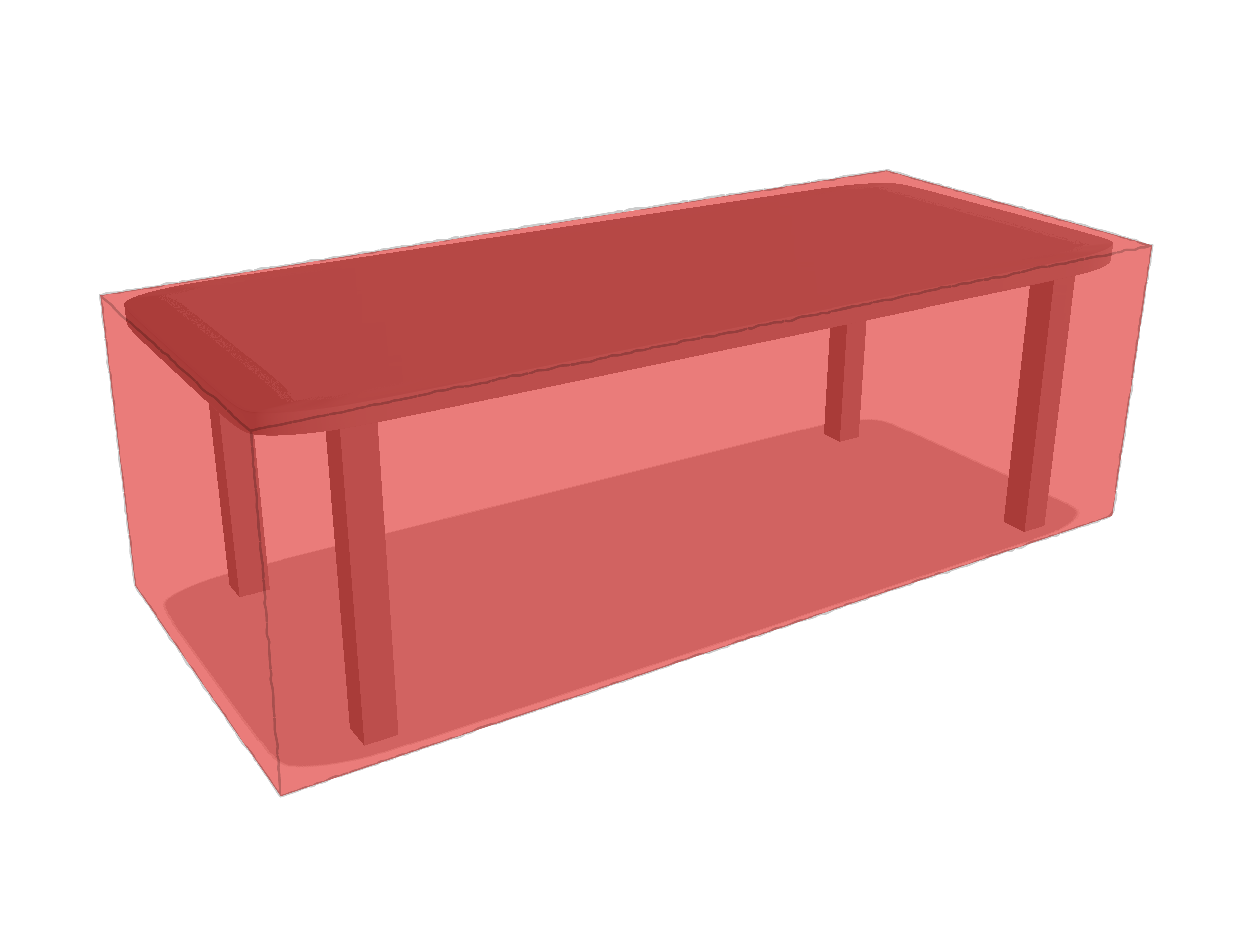 Table de jardin rectangle en Membrane PVC 670gr/m² Rouge RAL 3002