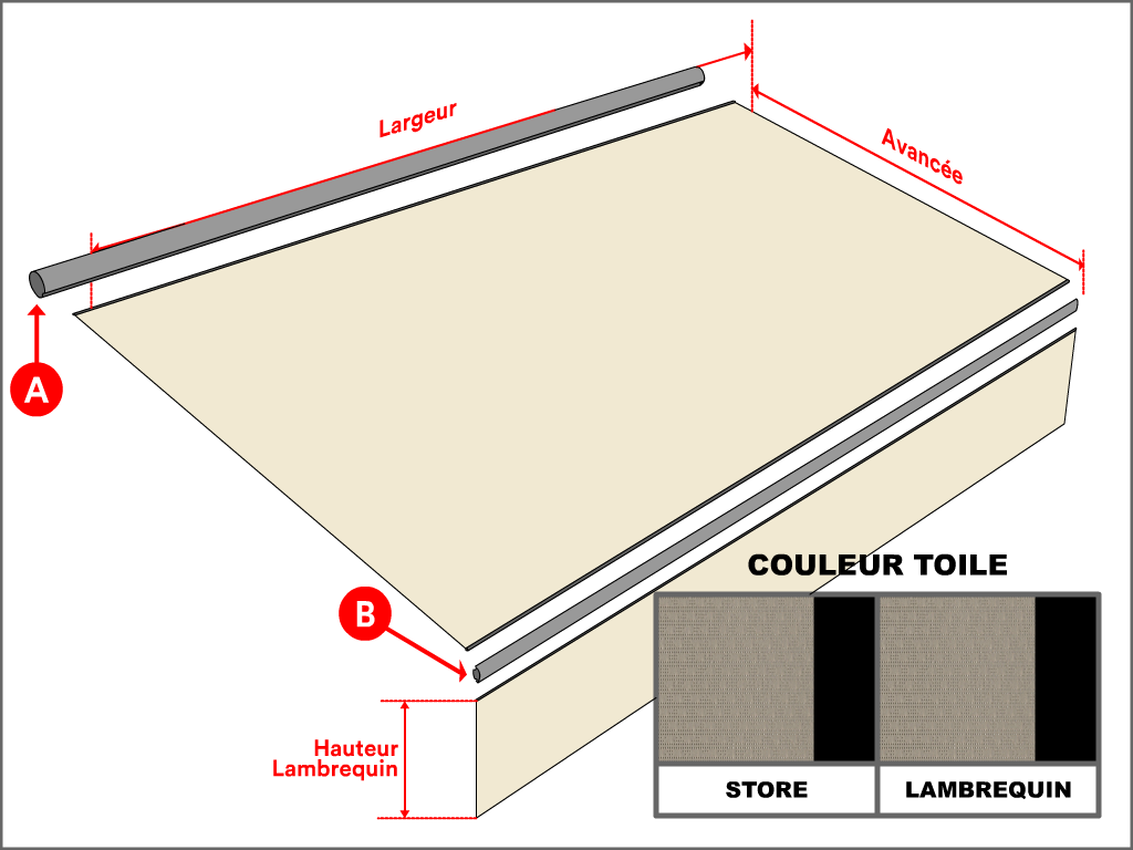 Toile pour store banne Soltis Lounge 96 Taupe 96-50850  - 5.79x3.8m - remplacement toile de store banne