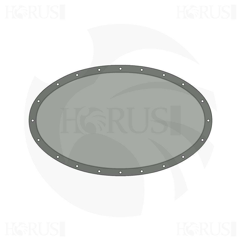 Bâche plate ovale en Membrane PVC 670gr/m² Gris clair RAL 7038 d'une dimension de 1.8x1.35m