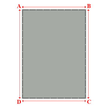 Bâche plate rectangle sur mesure en Membrane PVC 670gr/m² Gris clair RAL 7038 - 3.16x4.41m