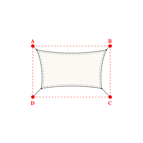 Voile d'ombrage rectangle en Soltis Perform 92 Blanc 92-2044 - 4,49x2,49x3,89x2,49m