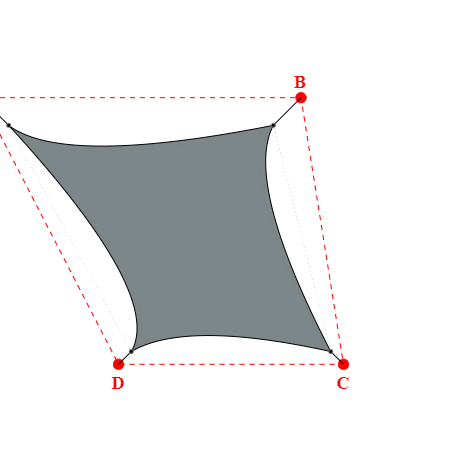 Voile d'ombrage trapèze en Soltis Lounge 96 Platine 96-50844 - 5,29x4,59x3,99x5,19m