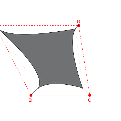 Voile d'ombrage trapèze en Soltis Perform 92 Béton 92-2167 - 5,89x4,59x3,39x5,19m