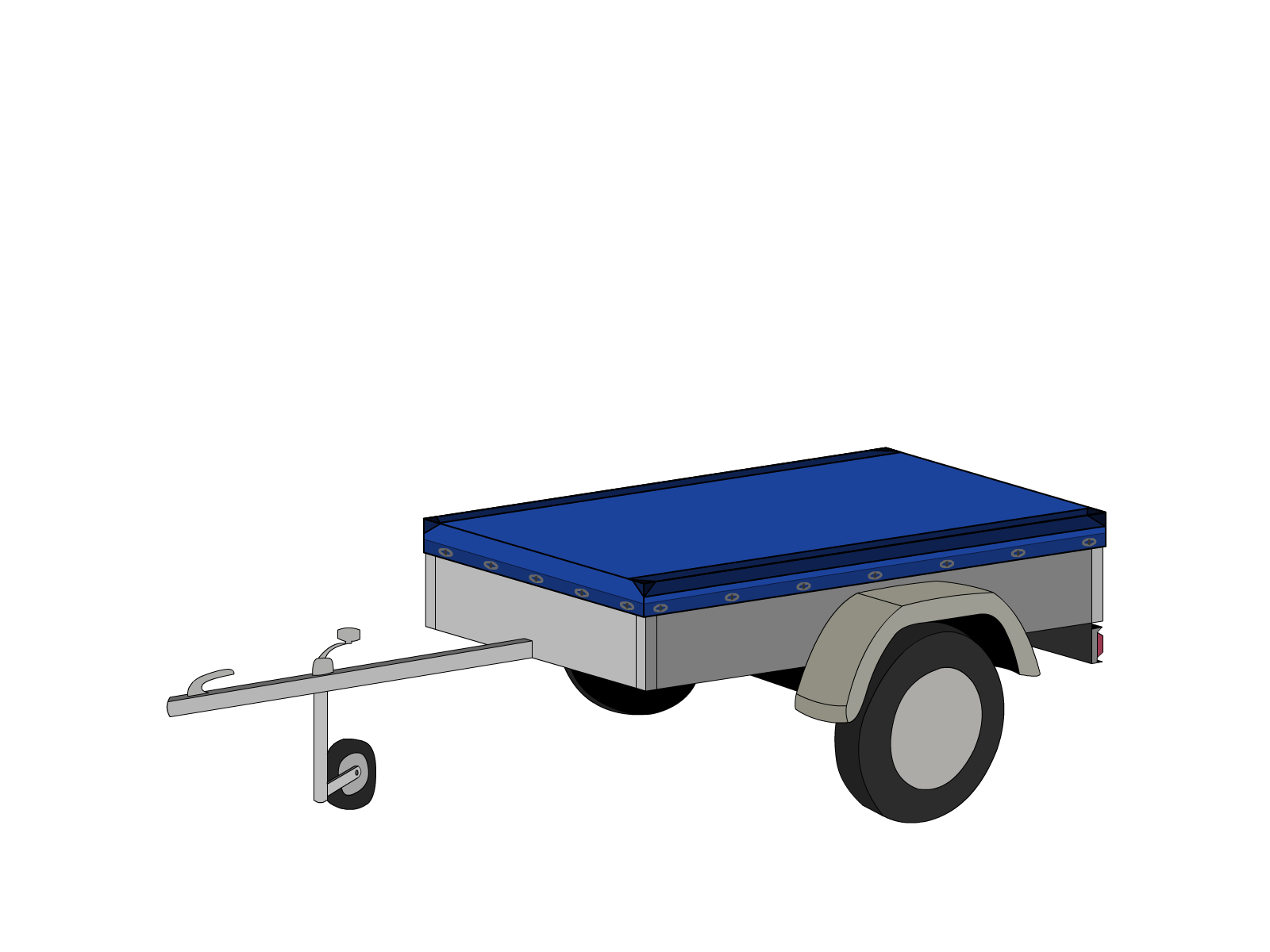 Bâche pour remorque bagagère Basse droite en Protect covert 905F3 900gr/m², toile PVC Etanche Bleu foncé