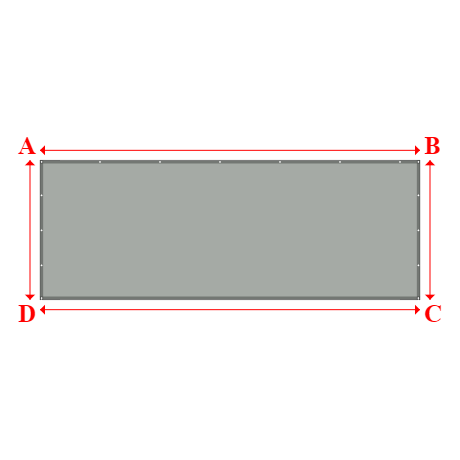 Bâche plate rectangle sur mesure en Membrane PVC 670gr/m² Gris clair RAL 7038 - 6.00x2.20m