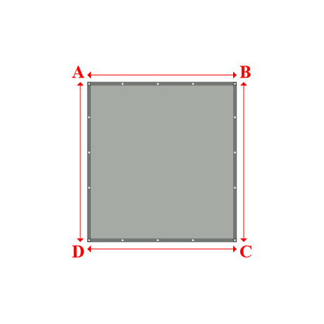Bâche plate rectangle sur mesure en Membrane PVC 670gr/m² Gris clair RAL 7038 - 2.12x2.27m