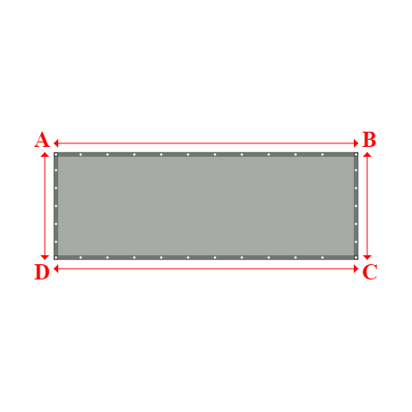 Bâche plate rectangle sur mesure en Membrane PVC 670gr/m² Gris clair RAL 7038 - 3.40x1.20m
