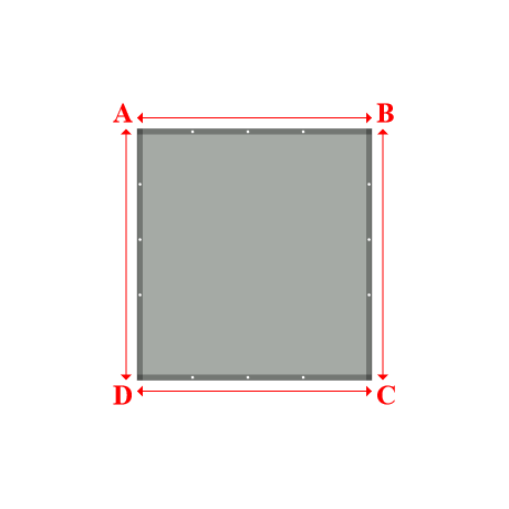 Bâche plate rectangle sur mesure en Membrane PVC 670gr/m² Gris clair RAL 7038 - 2.12x2.27m