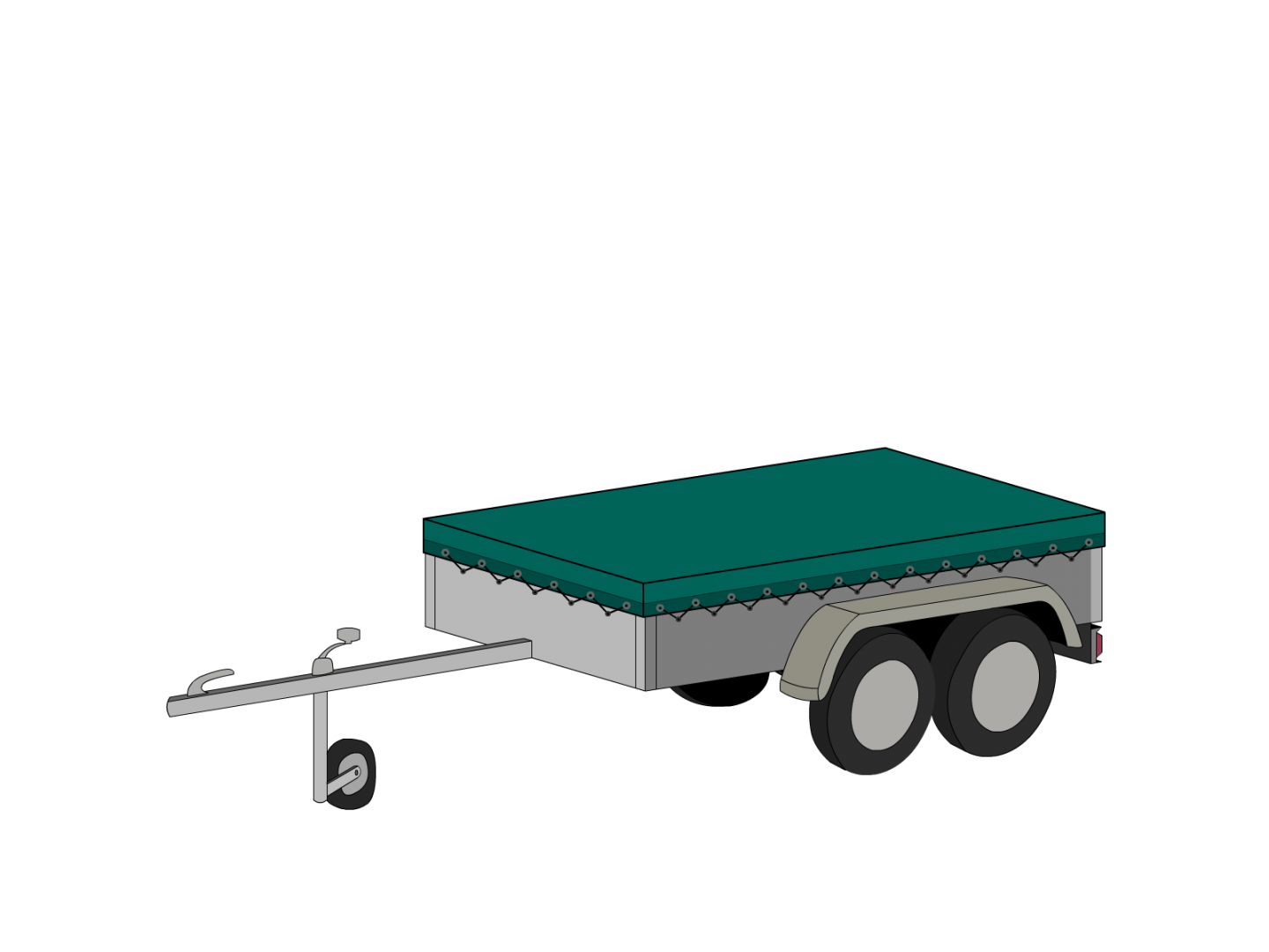 Bâche pour remorque bagagère Basse droite en Membrane PVC 670gr/m² Vert industrie RAL 6026