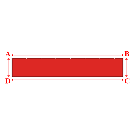Bâche plate rectangle sur mesure en Membrane PVC 670gr/m² Rouge RAL 3002 - 6.50x1.10m